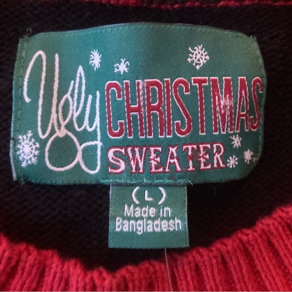 NWT Black Santa gingerbread cookies milk Ugly Xmas Christmas Sweater - Picture 4 of 5